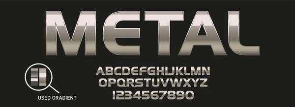 Metallic Gradient Font Metal Gradient Silver Text Gold Surface Chrome — Stock Vector