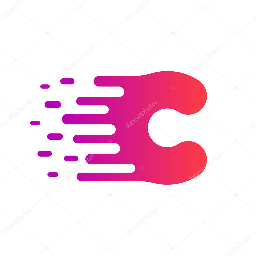 Letter C Dots Logo Design. Letter C with Liquid Ideas Liquid and Vector Color gradations of purple and red