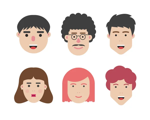 Set Human Character Flat Face Vector Design Icon Pack — Stock Vector
