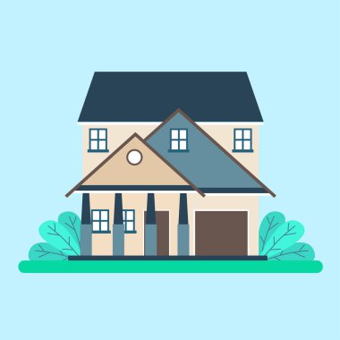 Modern iki katlı ev kavramı. Vektör illüstrasyonu