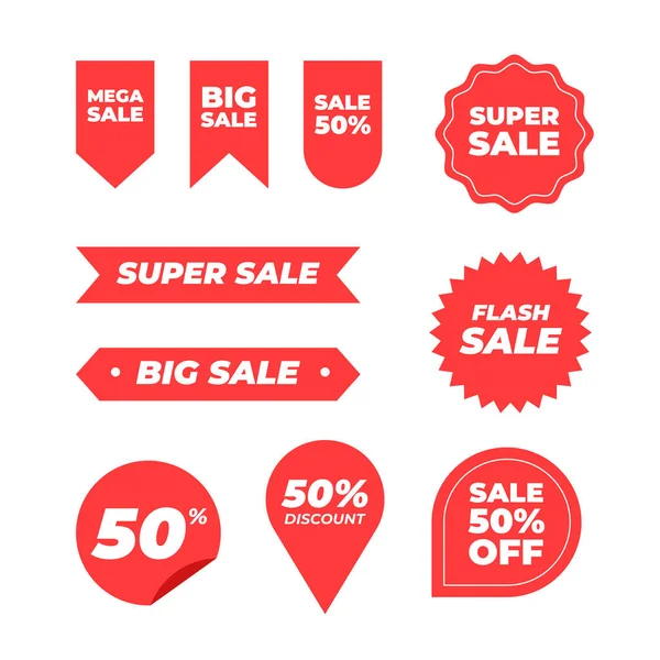 Collection Red Discount Stickers Vector Template — Stock Vector