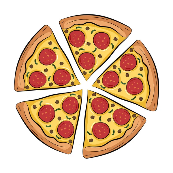 Pizza Especial Ilustración Vector Dibujos Animados — Archivo Imágenes Vectoriales