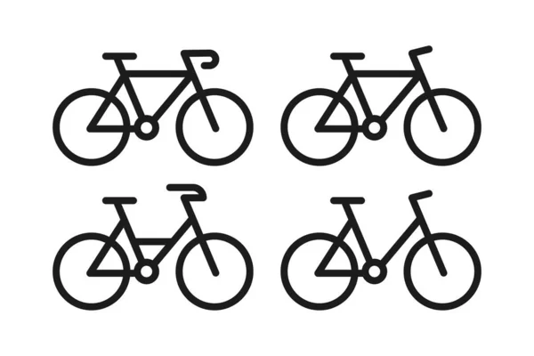 Bike Icon Set Line Black Color Vector — Stock Vector