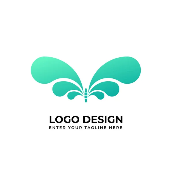 創造的な蝶のロゴ緑の色のグラデーションベクトル画像 — ストックベクタ