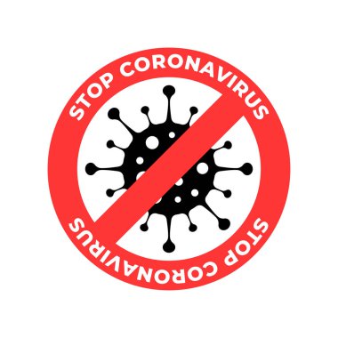 Kırmızı Yasak İşaretli Coronavirus Simgesi, Enfeksiyon Yok ve Coronavirus Kavramını Durdur. Coronavirus hücreleri tehlikelidir. İzole Vektör Simgesi