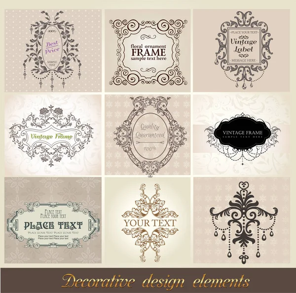 Best Vintage Design Eps Cliparts Collection Elegant Design Vintage Pattern — Stock Vector