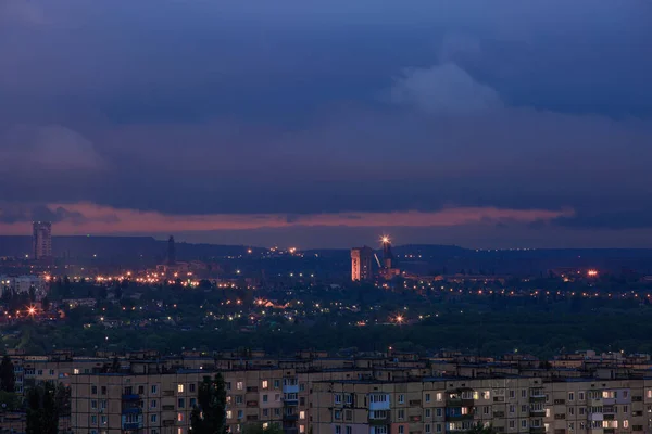 Cidade Industrial Noite Europa Oriental — Fotografia de Stock