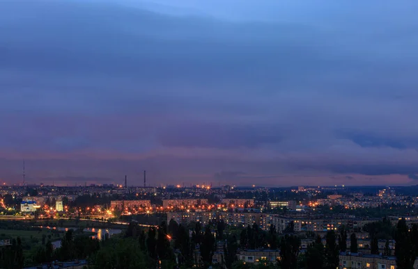 Evening industrial city in eastern Europe
