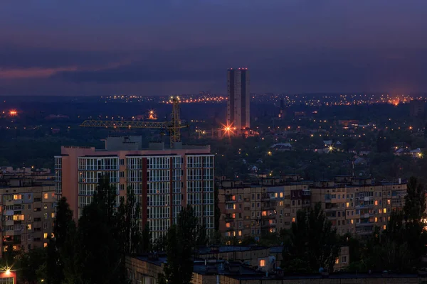 Evening industrial city in eastern Europe