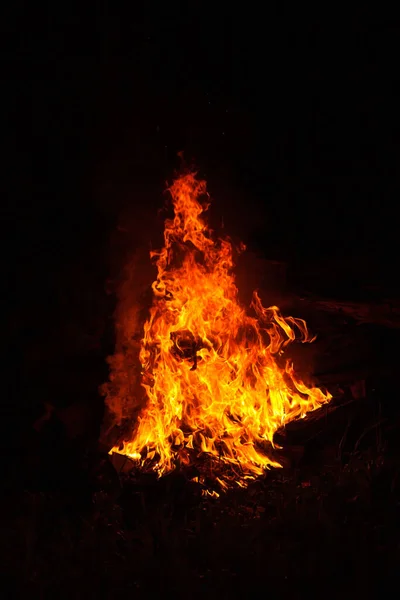 Hohes Lagerfeuer Der Nacht — Stockfoto