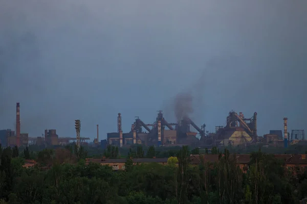 Panorama of the metallurgical plant in the evening