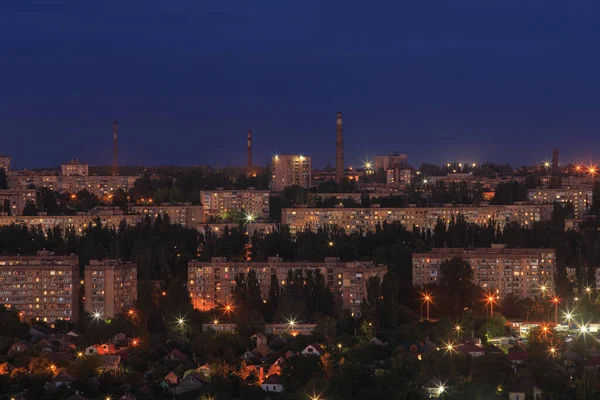 Stadsbilden Flygfoto Kvällen Storstaden Östeuropa — Stockfoto