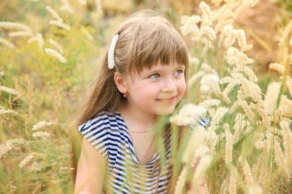 Retrato Uma Menina Olhos Azuis Espiguetas — Fotografia de Stock