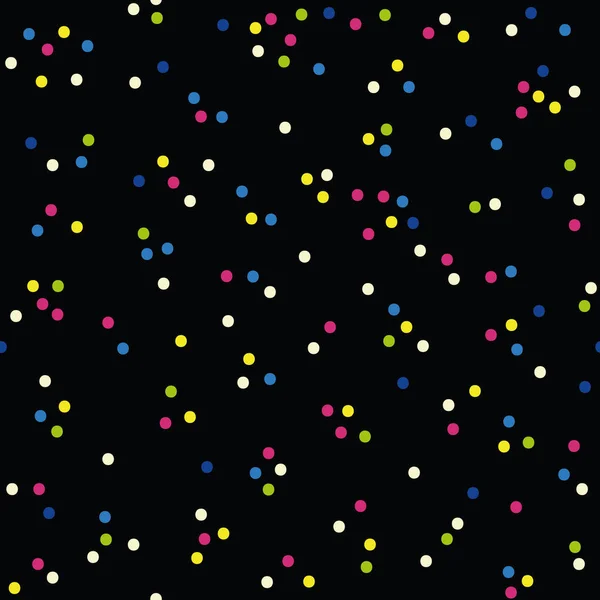 Vector Celebration Seamless Pattern Black Simple Irregular Colorful Polka Dots — Stock Vector