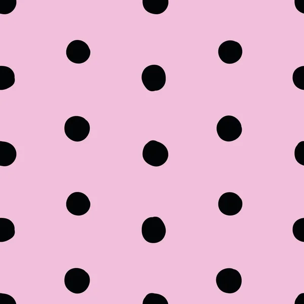 Vector Doodle Pattern Pink Black Simple Polka Dots Made Repeat — Stock Vector