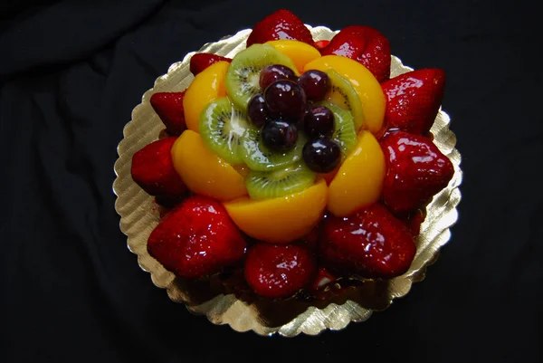 Całe Glazurowane Owoce Tarta Świeże Pieczone — Zdjęcie stockowe