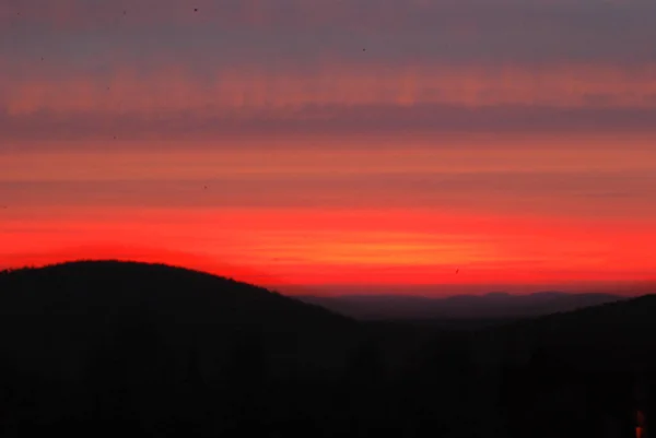 Oranje Zonsondergang Maine — Stockfoto