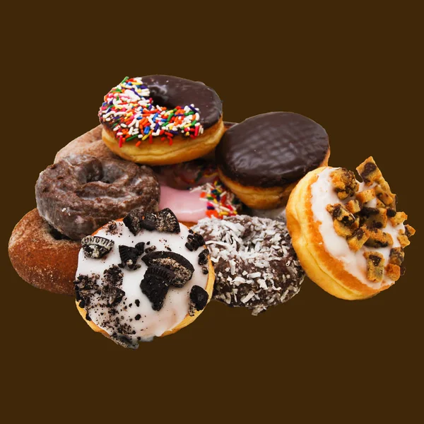 Frosted Gourmet Doughnuts Large Pile Stock Picture