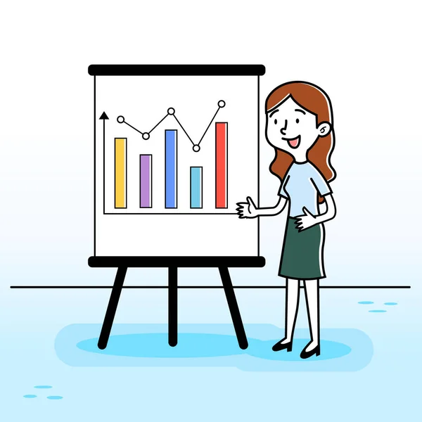 Illustration Vektor Grafik Business Woman Presentation Vector Perfekt För Företag — Stock vektor