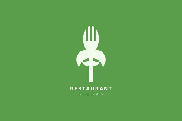Vector Design Restaurant Logo Spoons Leaves Forks Food Beverage Restaurant — Stock Vector