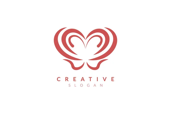 Soyut Kalp Şekilli Logo Tasarımı Ticari Veya Marka Için Uygun — Stok Vektör
