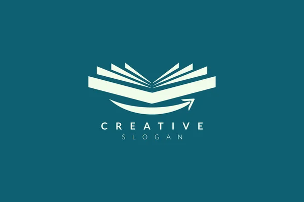Diseño Del Logo Del Libro Abre Con Una Sonrisa Diseño — Archivo Imágenes Vectoriales
