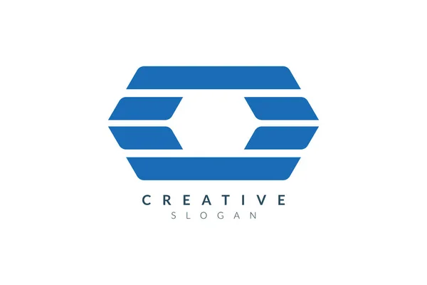 Projeto Logotipo Abstrato Hexágono Alongado Design Ilustração Vetorial Minimalista Moderno —  Vetores de Stock