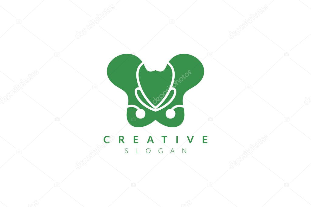 Vector illustration of pelvic bone shape design. Minimalist and simple logo, flat style, modern icon and symbol