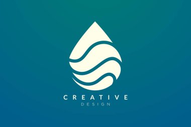 Minimalist soyut şekilli su damlası logosu tasarımı. Ticari marka ve ürün için basit ve modern vektör tasarımı