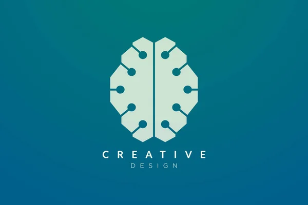 Conception Abstraite Logo Forme Cerveau Avec Style Technologique Conception Vectorielle — Image vectorielle