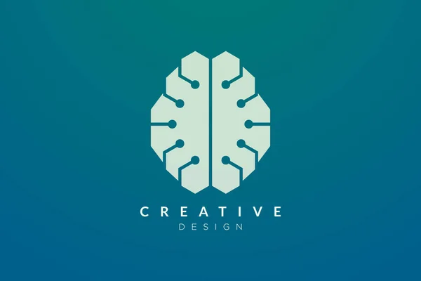 Conception Abstraite Logo Forme Cerveau Avec Style Technologique Conception Vectorielle — Image vectorielle