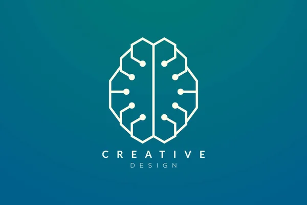 Дизайн Абстрактной Формы Мозга Логотип Технологическим Стилем Простой Современный Векторный — стоковый вектор