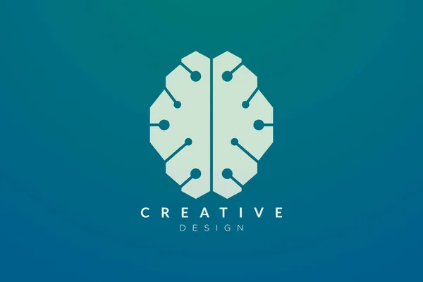 Design Abstract Brain Shape Logo Technology Style Simple Modern Vector — Stock Vector