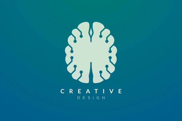 Teknoloji Tarzıyla Soyut Beyin Şekli Logosu Tasarla Dijital Teknoloji Internet — Stok Vektör