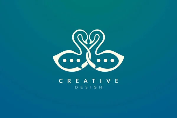 Idea Diseño Cisne Símbolo Conversación Combinan Moderna Ilustración Vectorial Minimalista — Archivo Imágenes Vectoriales