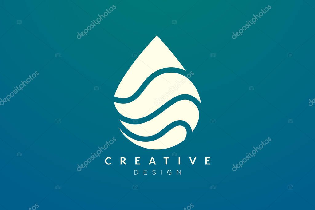 Minimalist abstract shaped water drop logo design. Simple and modern vector design for business brand and product
