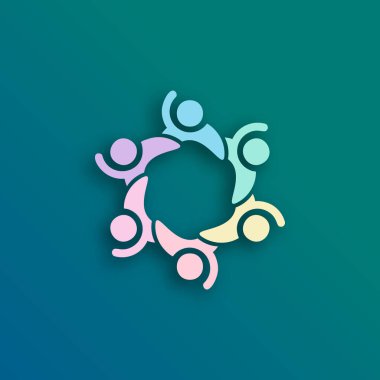 Aile, takım, işbirliği, arkadaşlar ve farklı renklerde toplulukların logolarını ve sembollerini tasarla.