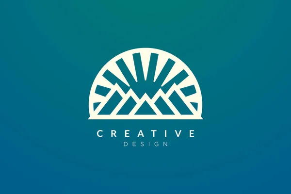 Logo Design Cercle Combiné Montagne Objet Solaire Conception Vectorielle Minimaliste — Image vectorielle