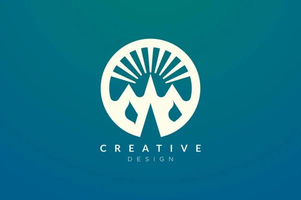 Logo Design Cercle Combiné Montagne Objet Solaire Conception Vectorielle Minimaliste — Image vectorielle