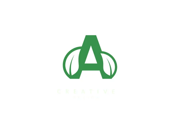 Combinazione Foglie Lettere Dell Alfabeto Design Minimalista Semplice Verde — Vettoriale Stock