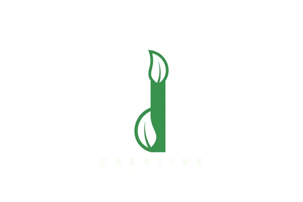 Combinazione Foglie Lettere Dell Alfabeto Design Minimalista Semplice Verde — Vettoriale Stock