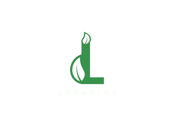 Combinação Folhas Letras Alfabeto Design Minimalista Simples Verde —  Vetores de Stock