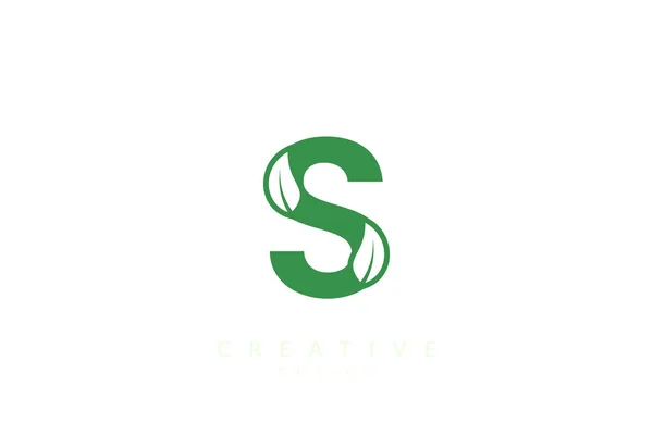 Combinación Hojas Letras Del Alfabeto Diseño Minimalista Sencillo Verde — Vector de stock