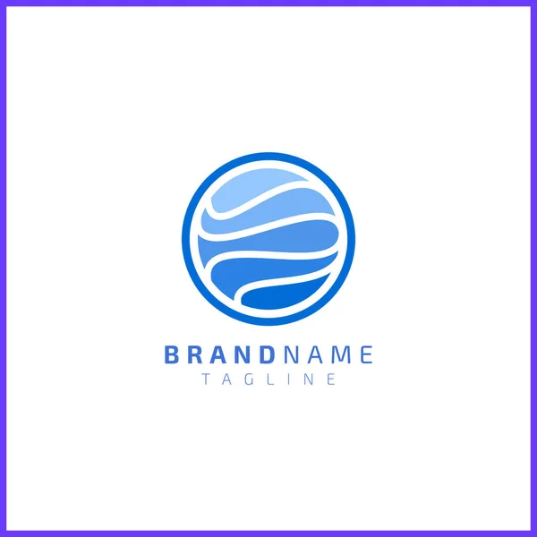 Onde Oceaniche Astratte Forma Circolare Design Del Logo Semplice Minimalista — Vettoriale Stock