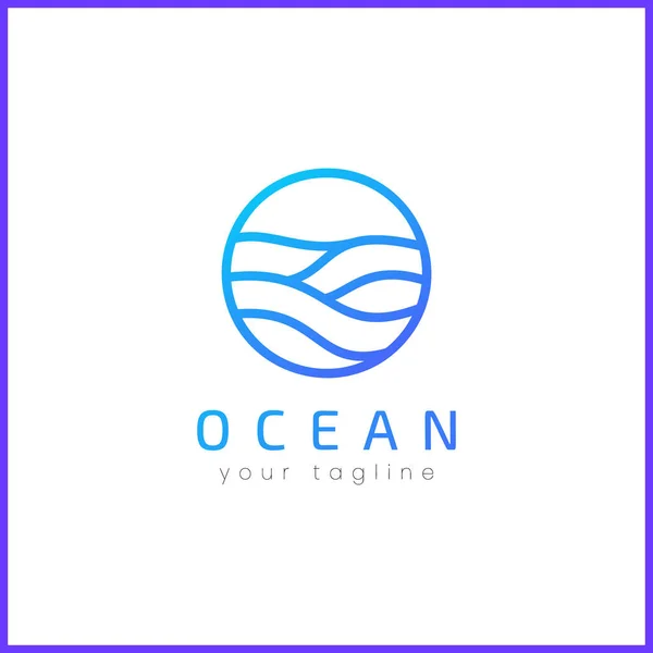 Морские Волны Круге Простой Современный Дизайн Логотипа — стоковый вектор