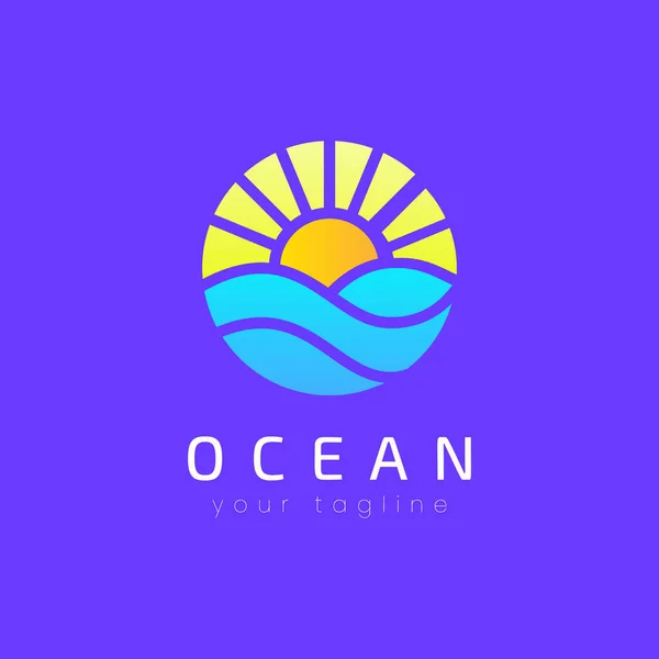 Лучший Дизайн Логотипа Sea Waves Солнца Виде Буквы Простой Современный — стоковый вектор