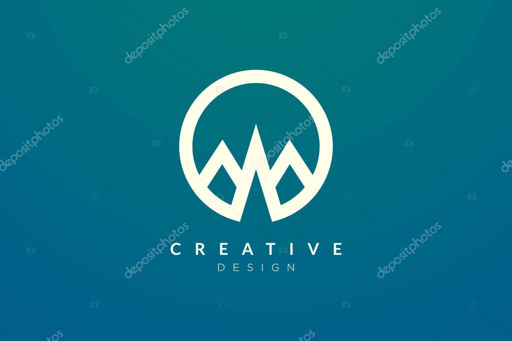 Logo design that combines circle objects with mountains. Minimalist and modern vector design for your business brand or product
