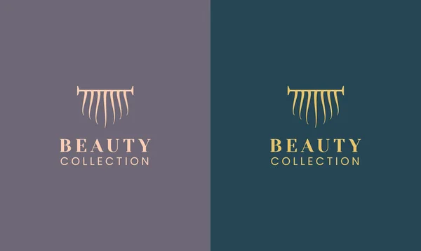 Elegant Skönhet Frisör Logotyp Mall Med Mjuk Guld Färg — Stock vektor