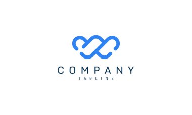 W yuvarlak logo şablonu koyu mavi