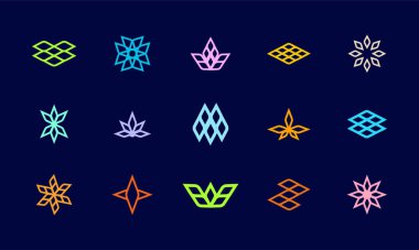 Soyut geometrik logo dizayn seti, teknoloji şirketi logo şablonları için mükemmel.